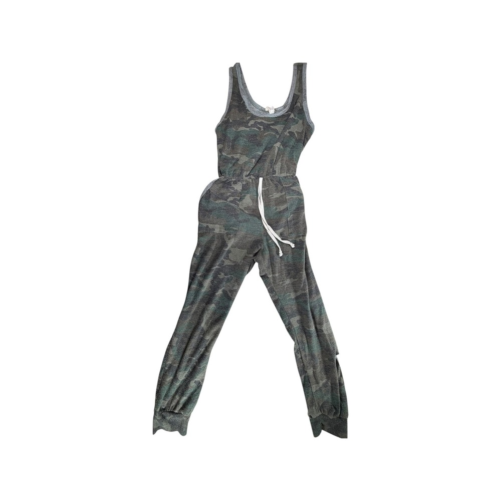 Caution To The Wind Jumpsuit Womens S Camo Green Excellent Sleeveless Jogger - Picture 2 of 7